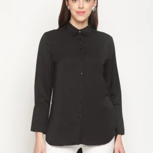Mettle Women Black High-Low Casual Shirt
