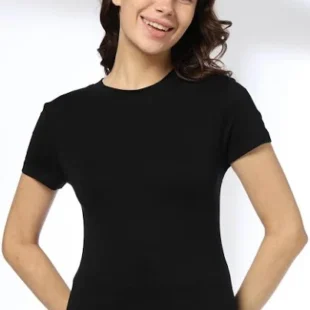Casual Regular Sleeves Solid Women Black Top